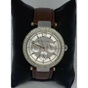 Michael Kors MK6194 Women's Brown Leather Analog Dial Quartz Genuine Watch KS553